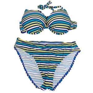 SENS STRIPED PUSH-UP BIKINI 2PC SET SIZE LARGE